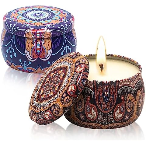 Candles for Home Scented, Scented Candles Gifts for Women, Mom, Men, Dad, 2 Pack 4.4 Oz Portable Aromatherapy Candles, Ideal Gift for Birthdays, Mother's Day, Father's Day (Lavender + Rose) Cover