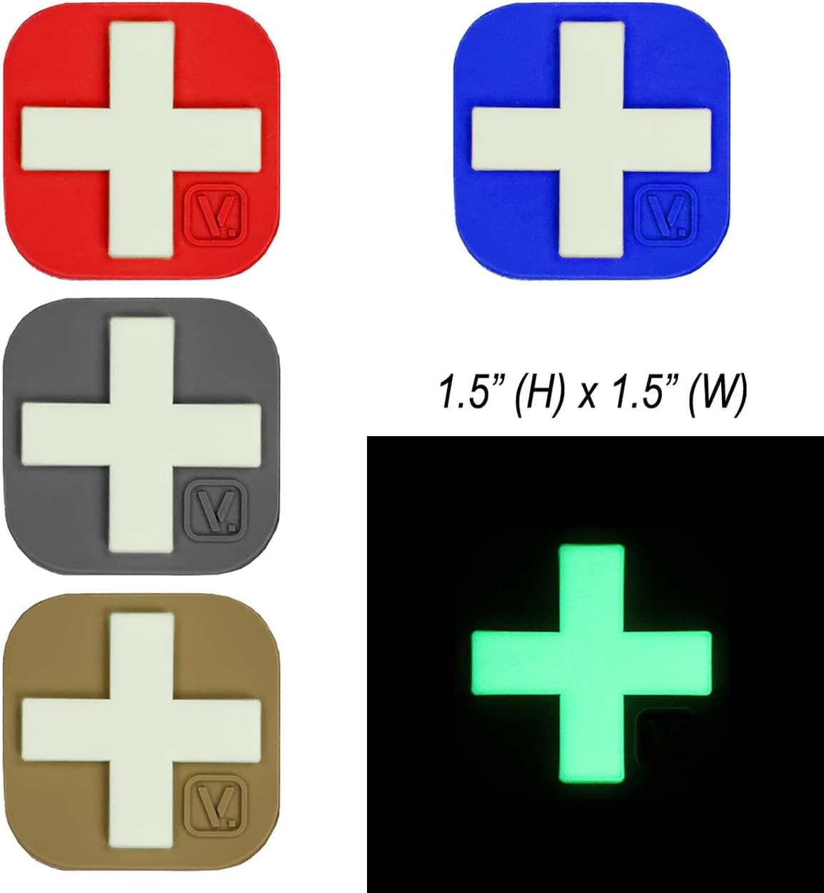 1.5-Inch Medical Cross 'SUPER-LUMEN' Glow-In-The-Dark Patch (Wolf Gray) - Image 4