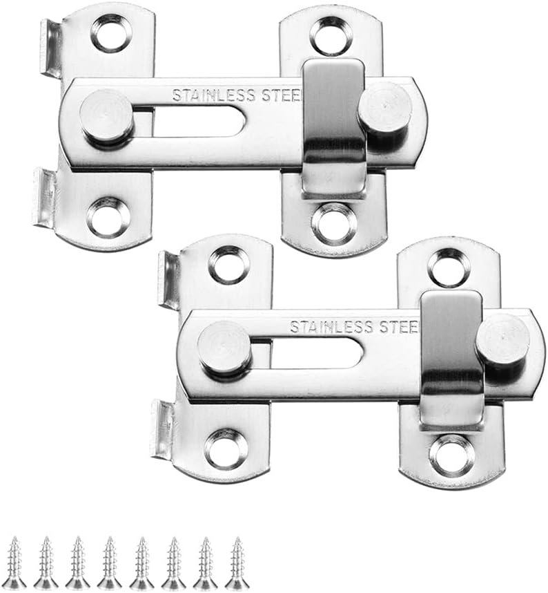 Lpraer 2 Pack 4 Inch Flip Latch Stainless Steel Gate Latches with Screws Bar Latch Safety Door Latch Bolt Lock for Gate Cabinet Fence Window (Black)