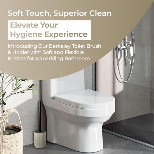 Image of Blue Canyon Berkeley Toilet Brush & Holder, Brush for Bathroom & Office, Plastic Brush Head for Deep Cleaning, Pack of 1, Compact Size, Elegant Design, Odour Free Holder, Almond