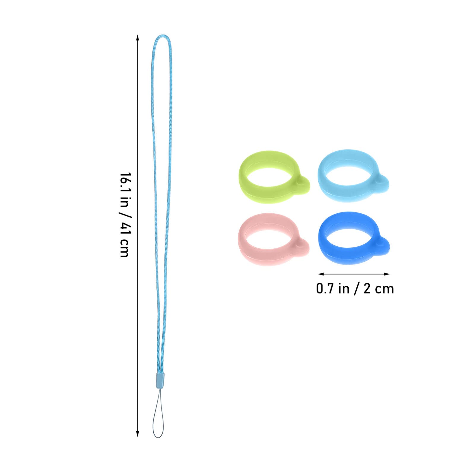 Gatuida 8 Anti-Lost Necklace Lanyard with 24 Pieces Silicone Rubber Ring Pen Silicone Lanyard Neck Holder Necklace - Image 3