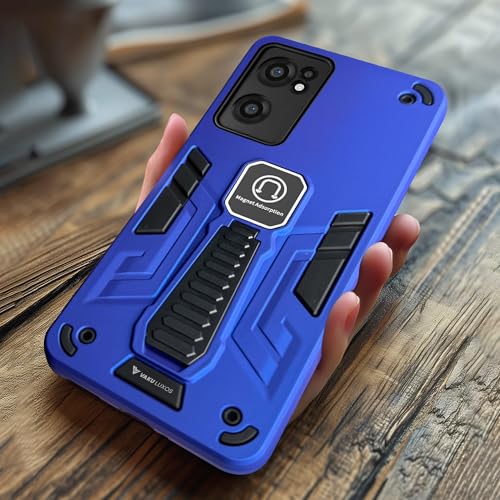 Image of Vaku Luxos Valor Military Grade Back Cover Case for OnePlus Nord CE 2 5G with Built-in Kickstand Magnetic Shockproof Protective Cell Phone TPU Case- Dark Blue