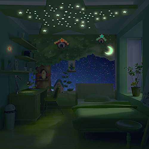 Glow in The Dark Stars,262 Art Stickers Tricolor Noctiluca Cheermo (Nl5StarC)