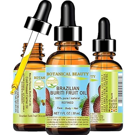 Brazilian BURITI FRUIT OIL 100% Pure/Natural/Cold Pressed Carrier Oil/Undiluted. For Face, Body, Hair, Lip and Nail Care. 1 fl.oz-30 ml.