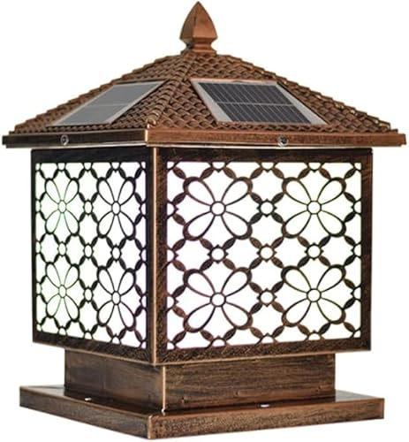 Generico Lampada a colonna a LED in alluminio creativo, lampada da esterno impermeabile, solare, paralume in acrilico, decorazione parete for giardino, luce, prato(Gold,45cm)