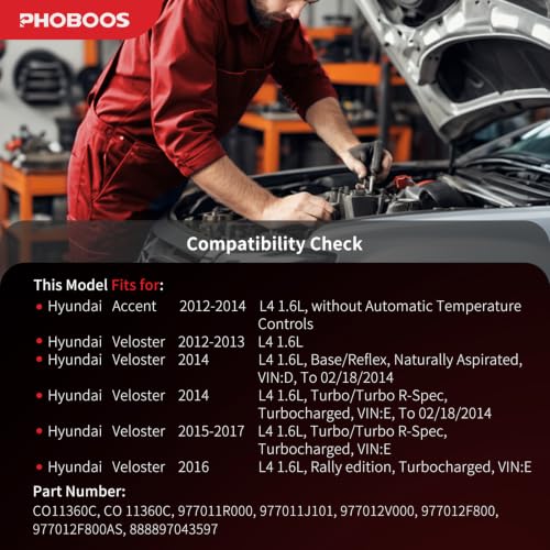 Image of PHOBOOS A /C compressor with Clutch Compatible with Hyundai Accent 2012-2014, Veloster 2012-2017, 1.6L, DV13 Style, w /Round Plug, Ref. CO11360C