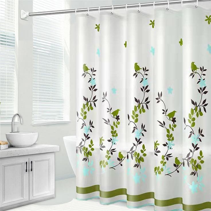TGYIMENG Shower Curtain for Bathroom, PEVA Waterproof Anti-Mould Proof Resistant | Quick-Drying | Washable Bathroom Curtain with 12 Pcs Curtain Hooks,80 x 180 cm (71 x 71 Inch) (Bird, 180 * 180)