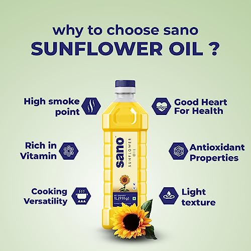 Image of Sano Sunflower Oil 5+1 Litre Pet Bottle - Pure, Nutrient-Rich Cooking Oil with High Smoke Point - Ideal for Frying, Sauteing, and Baking - Pack of 2 Bottles