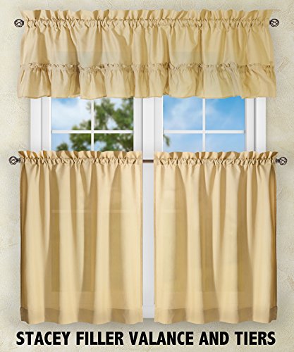 Ellis Curtain Stacey 54-By-13 Inch Ruffled Filler Valance (Almond) #TOP2