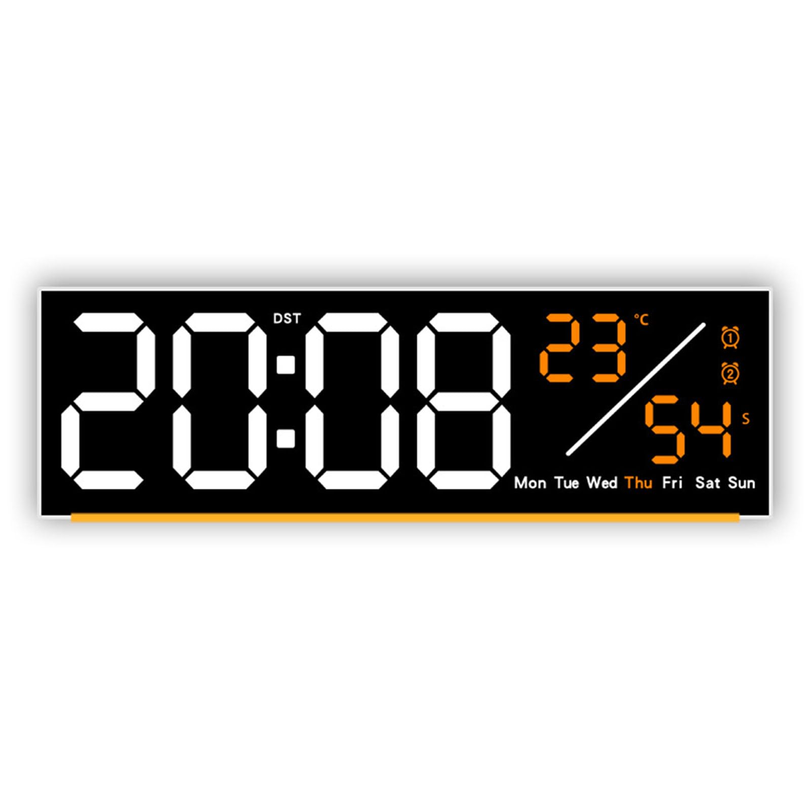 Tsophreniq Wall Mounted LED Clock with Temperature, Alarm, Date, Auto Dimming for Home Classroom Digital Wall Clock Battery Operated Desk
