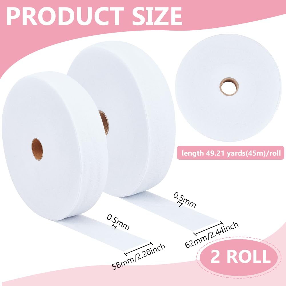 BENECREAT 2 Rolls 2 Size White Jelly Roll Batting Strip, Polyester Cotton Blend Batting Upholstery Roll for Jelly Roll Rugs, Braided Rug, Throw Rugs, Purses, Total 98.4 Yards