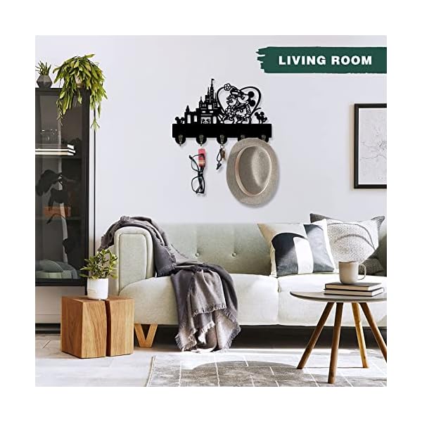 BOVIZIPY-Mick-Shape-Mouse-Key-Holder-Dog-Leash-Holder-with-5-Key-Hooks-Decorative-for-Wall-Wood-Housewarming-Gifts-for-Kids-Lovers BOVIZIPY Mick Shape Mouse Key Holder - Organize Keys in Style