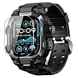 ULTIMAL に対応 Apple Watch Ultra 3/Ultra 2/Ultra（49mm）用 バンド一体型保護ケース 強化ガラスフィルム付き TPU 耐衝撃 高耐久 簡単装着 通気性 アウトドア/スポーツ向け ブラック