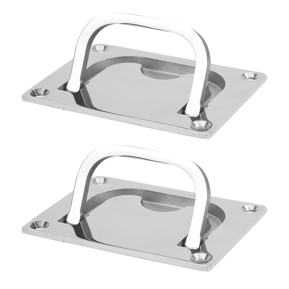 2 Pcs Boat Pull Flush Lift, 316 Stainless Steel Flush Lifting Ring Square Boat Deck Hatches Handle Trap Door Latch for Boat Home Furniture