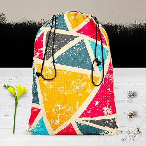 Image of ArtzFolio Grunge Triangle D2 | Reusable Sack Bag | Bag for Gym, Storage, Vegetable & Travel