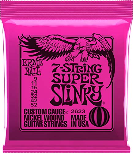Ernie Ball Super Slinky - Cuerdas para guitarra eléctrica de 7 cuerdas, entorchado de níquel, calibre...