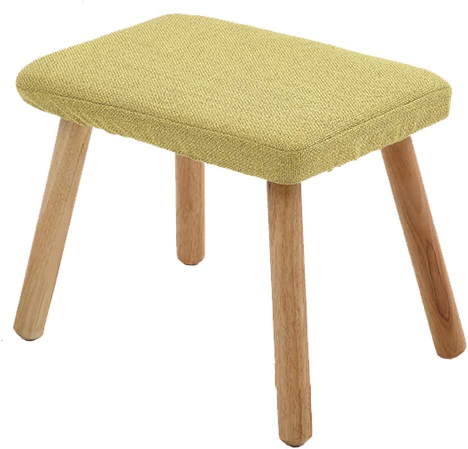 Taburete de mesa de centro madera maciza reposapiés sofá tela verde adultos 43cm