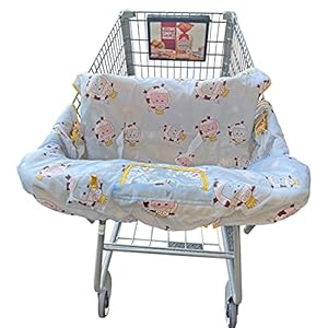 Mavymoomoo 2-in-1 Baby Grocery Shopping Cart & High Chair Cover – Pink, Blue Cow Design – Waterproof Polyester with…