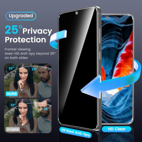 Image of 3 Pack Privacy Screen Protector for Google Pixel 11 Pro XL Tempered Glass + 2 Pack Camera Lens Protector, True 25Anti Spy, 9H Hardness, Fingerprint Unlock, Case Friendly Bubble-Free 6.8 Inch