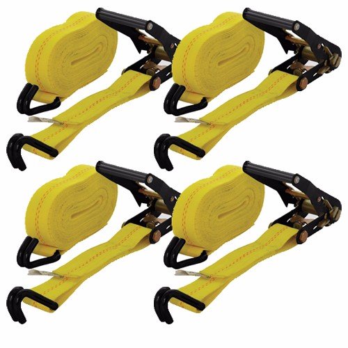Wideskall® 4 Pieces Heavy Duty Ratchet Tie Down Cargo Straps - 27' x 2