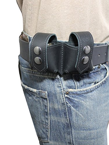 Barsony 2SLBL-5-6 shot .38 .22 Leather Double Speed-loader Pouch, Black