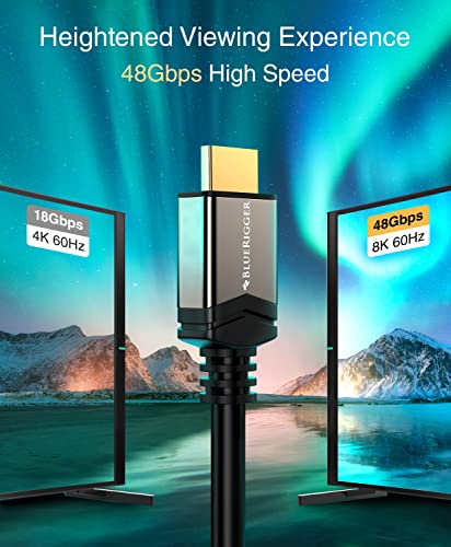 Image of BlueRigger 8K HDMI 2.1 Cable (10FT, 8K 60Hz HDR, 4K 120Hz, High Speed 48Gbps with Ethernet, eARC, 3D, HDCP 2.3) - Compatible with PS5, Xbox, Roku, Apple TV, Switch, PC