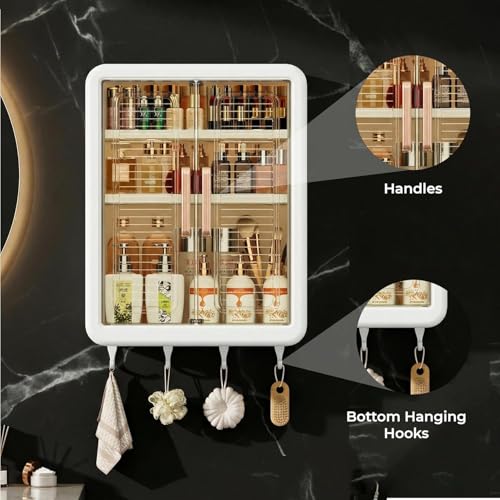 Image of Wall Mounted Storage Cabinet for Kitchen & Bathroom /Multipurpose Kitchen Cabinets Storage Racks /Space Saving Storage Cabinet /Cabinet Organizer(White, Plastic)