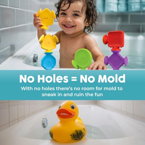 Image of BUNMO Bath Toys for Toddlers - Connect, Build, Create - Suction Bathtub Toys - Hours of Fun & Creativity - Fine Motor Skills - Stimulating Sensory Toys - Babies Ages 1+ 2, 3 - Extra Large 10 Pack