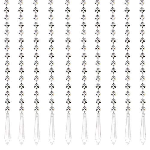 Fushing 10Pcs 1ft Chandelier Icicle Crystal Prisms Pendant Drop Bead Curtain (Style 1)