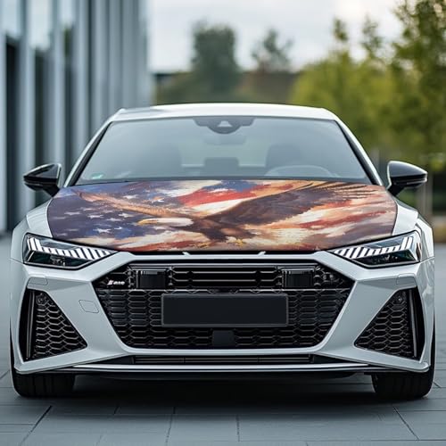 Image of Car Hood Cover Protector, A Washable Automotive Accessory with an Flying Eagle Print Design for Car Front Hoods, Measuring 59x51 Inches
