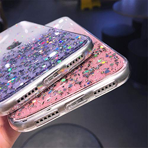 Coque iPhone 12 Pro paillettes violette transparente dégradée souple arc-en-ciel - 6