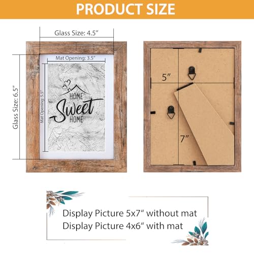image for Califortree 5x7 Picture Frame - Can Display Photo 4x6 with Mat, Wood F