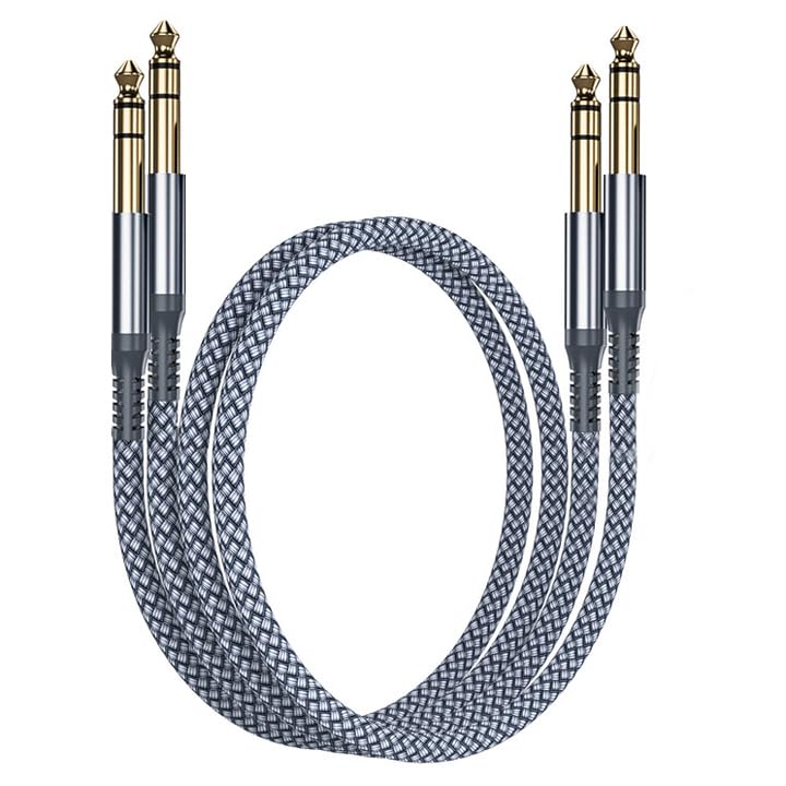 ELEBASE Cable Instrumento 6.35mm TRS1M 2-Pack,Lead Balanceado Audio Estéreo 1/4 Pulgadas Macho 6.3...