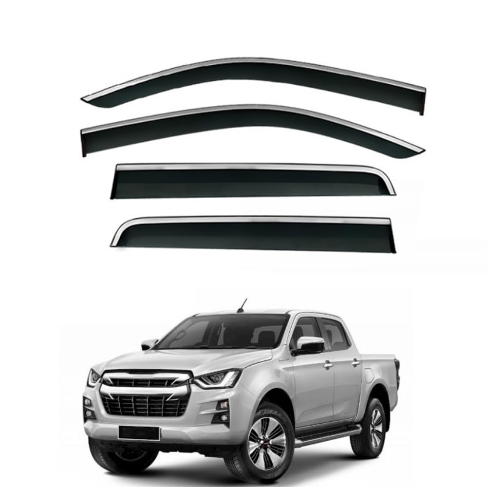 QOEMRHELT 4pc Set In-Channel Wind Deflectors, for Isuzu D-MAX (RG) 2021-2026 Window Visors Rain Guards Vent Visors Rain & Sun Protection,Car Accessories