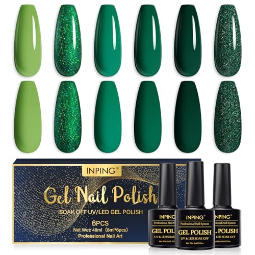 INPING 6 Farben Gel-Nagellack, Farben Der Ganzen Saison Im Frühling Sommer Herbst Winter UV Nagellack oak Off LED Langlebige Gelnägel für zu Hause Nail Art Design Maniküre Kit