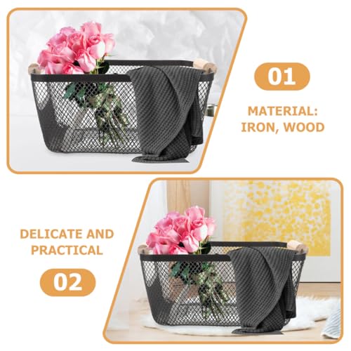 Panier organisateur cuisine en métal noir de taille moyenne pour maison