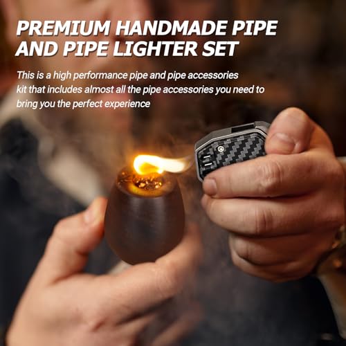 Set artesanal para fumar con pipa y encendedor recargable miniatura 6