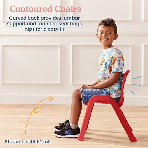 Image of ECR4Kids SitRight Chair, Classroom Seating, Red, 4-Pack | Durable plastic, GREENGUARD Gold Certified, 3-5 years, 74 lb capacity, fully assembled, indoor and outdoor, classroom /home
