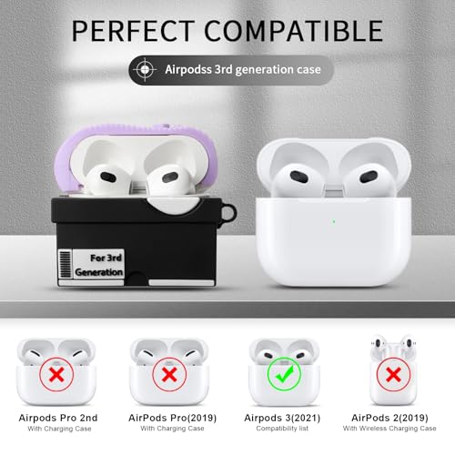 Image of [2Pack] Gedicht for Apple Airpods 3rd Generation Case Cover, Cute Cartoon Shoe Box Soft Silicone Protective Cases for AirPods 3 Case with Keychain for Women Men, Red+Purple