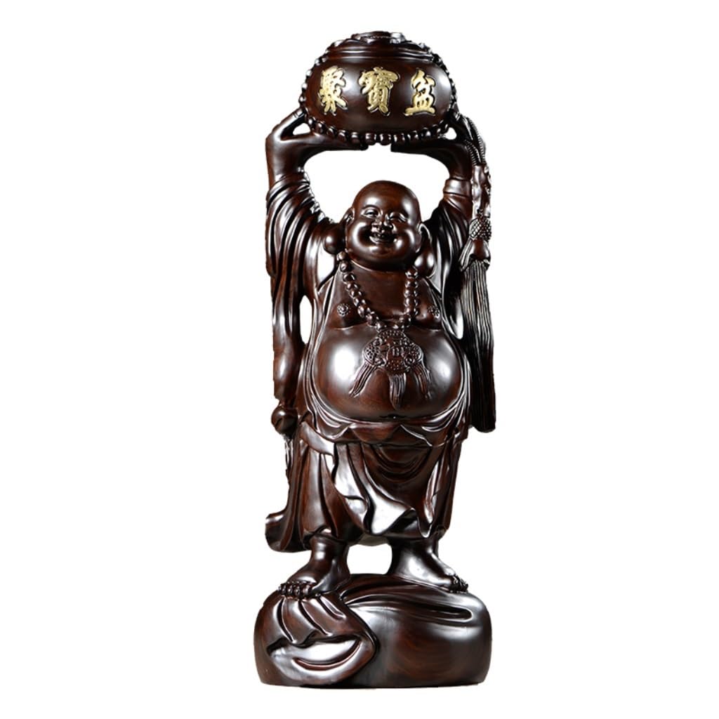 Posąg Buddy do wnętrz z litego drewna posąg Buddy Ozdoby heban Maitreya posąg Buddy Dom Rzemiosło Ozdoby Medytująca Statua Buddy Figurka Rzeźba