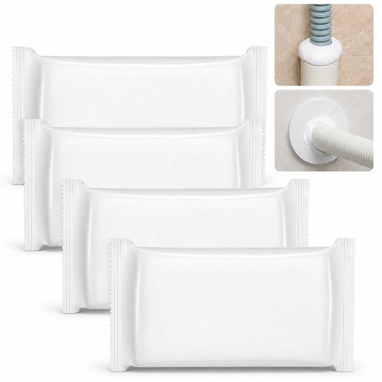 120g Waterproof Sealant Mastic, Sealant Clay, 4-Pack Heavy Duty 30g Mastic Sealant Putty, Waterproof Moldable for Large Holes, Air Conditioning Duct, Wall Hole & Pipe Connection, White Sealant