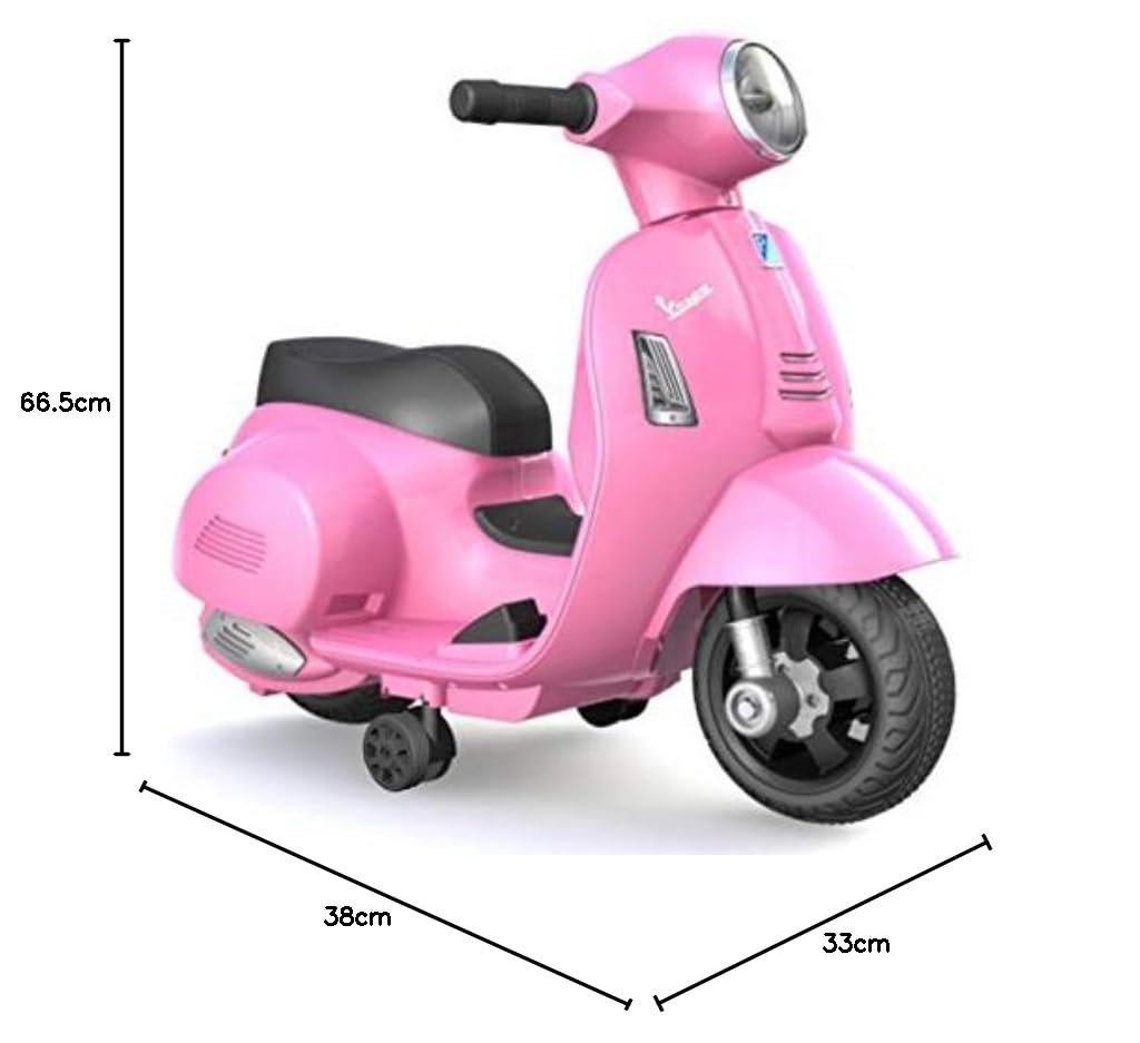 TURBO CHALLENGE - Vespa GTS - Portador Eléctrico - 119153 - Scooter - Rosa - Listo para Rodar - Máximo 25Kg - Plástico - Baterías Recargables - A Partir de 24 Meses