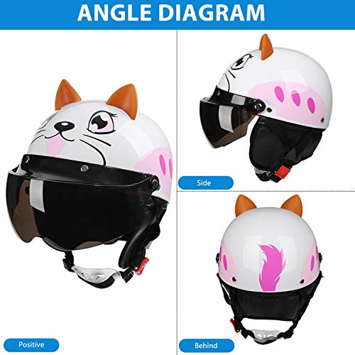 Galatée Casco de Bici para Niños Patinetes Eléctricos Riciclos Skateboarding y Bicis, Viene con una Cálida Bufanda y Visera de Protección Facial(Gato, Edad 5-12 años) - imagen 2