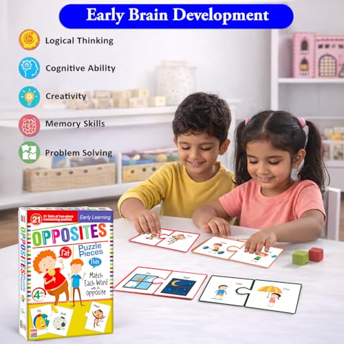 Image of Opposite Match Jigsaw Puzzle Connecting 2-piece (Set of 21 pcs) for Kids, Childrens and Toddlers - Early Learning Educational Brain Booster with Fun and Engaging - Ages 4+