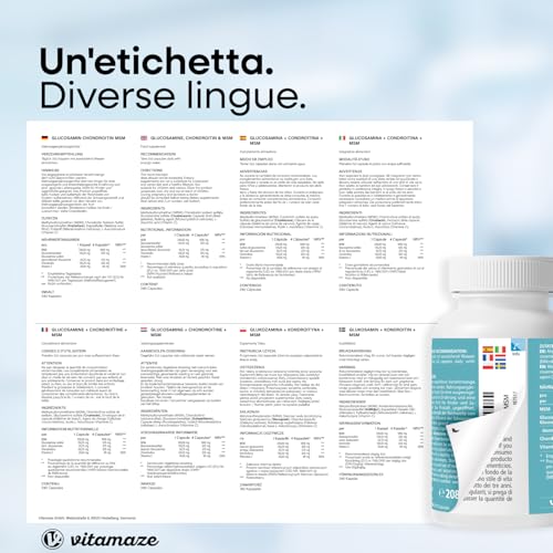 Glucosamina Condroitina MSM 2.250 mg + Vitamina C, 240 Capsule, Glucosamine Complex de Dose Elevata, Integratore Alimentare Naturale senza Additivi non Necessari, Qualitá Tedesca - Vitamaze®… - 8