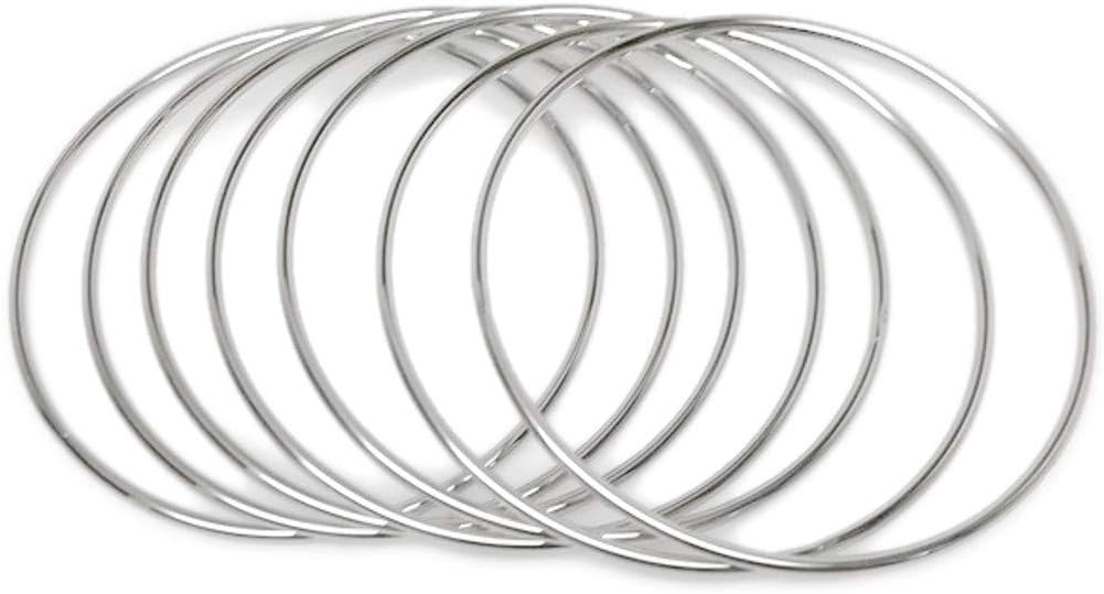 Loralyn Designs Thin Stainless Steel Bangle Bracelet Plain Round Set of 7 - Image 3