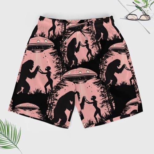 Bigfoot Printed Men's Swim Trunks with Compression Liner Beach Shorts with Pockets Quick Dry3
