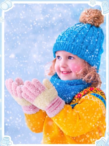 Image of EBOOT 3 Pairs Winter Kids Gloves Warm | Toddler Gloves for Boys Girls Outdoor, Full Finger Fluffy Soft Mittens for 1-11 Years Children, Multiple Colors