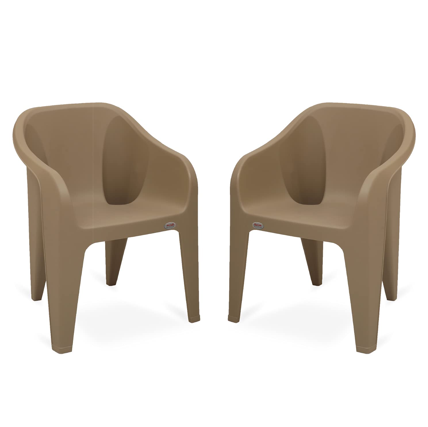 OAKNEST Supreme Futura Stackable Modern All Purpose Plastic with-Arm Chair Suitable for Home, Office, restaurent, Garden and Many More (Color: Dark Beige | Set of 2 Pc)-image-21
