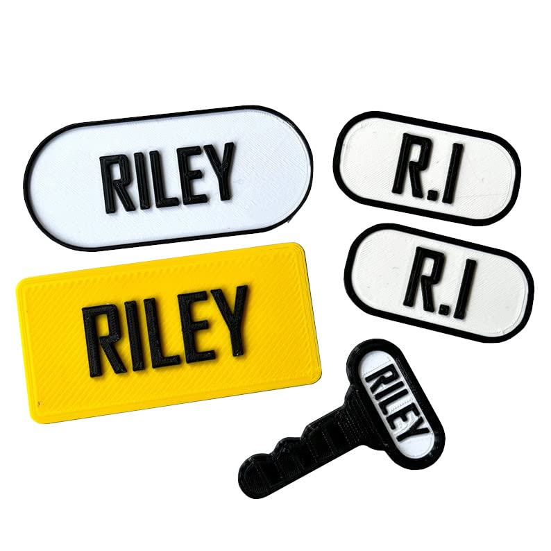 Personalised Cozy Coupe Number Plate & Key Set – Custom Name Plates for Little Tikes Cozy Coupe Car – 3D Printed Kids Ride on Car Accessories – Toy Car – Children – Birthday Gift